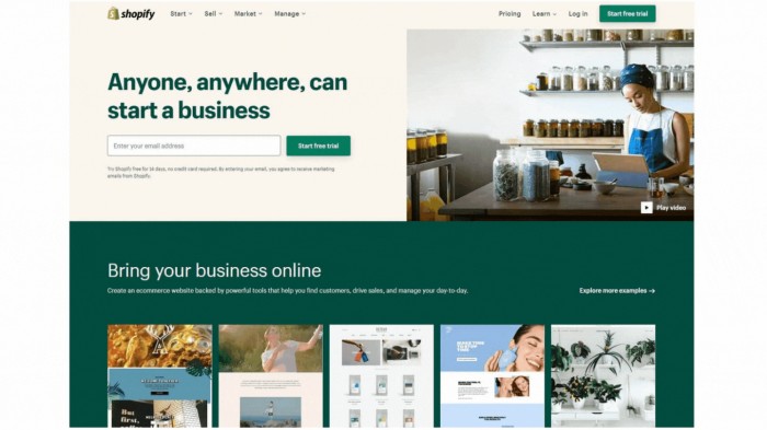 Shopify create new account page