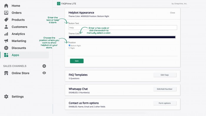 Can I change the appearance of the Helpbot?